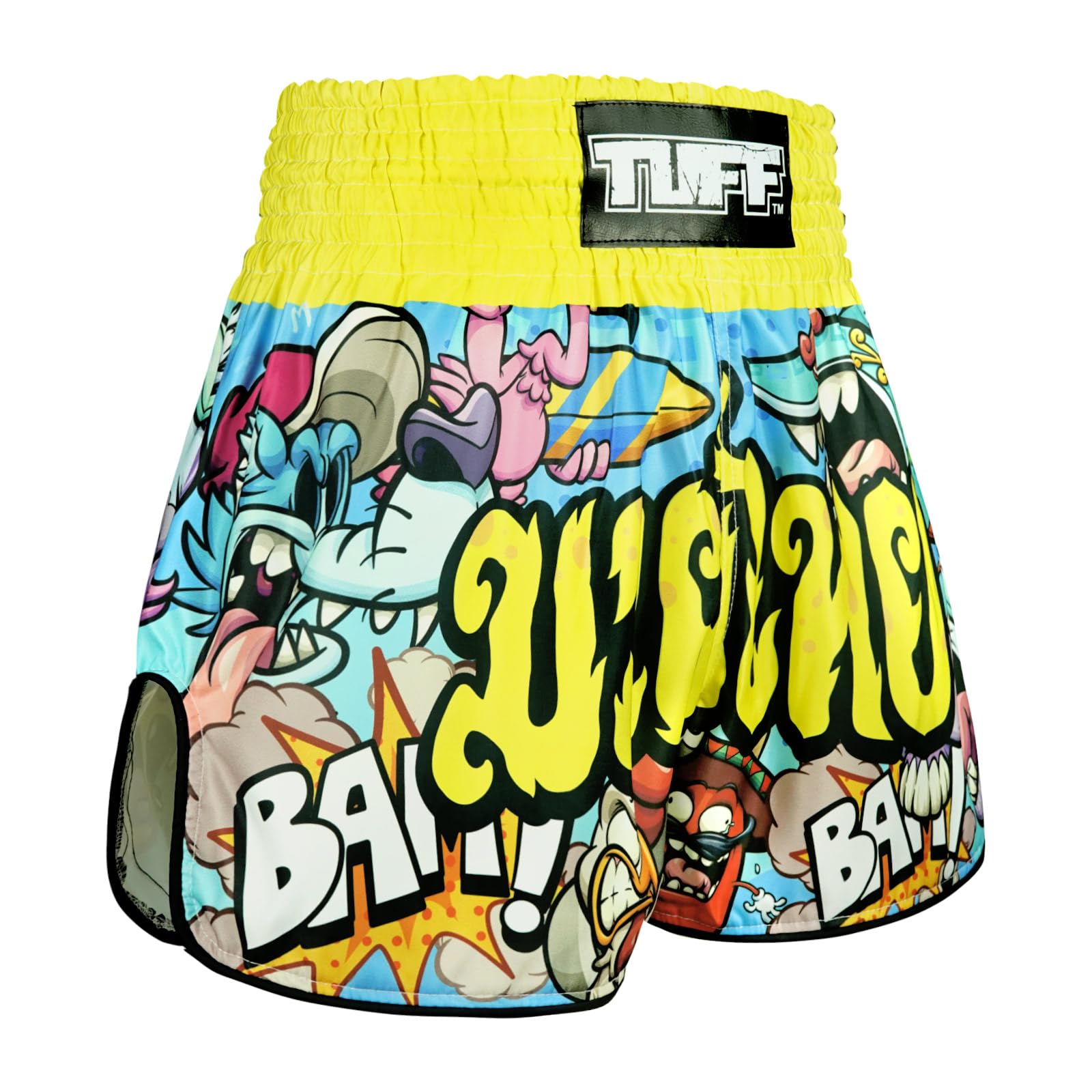 Tuff Sport Pantalones cortos de boxeo de Muay Thai, estilo retro, corte delgado, para artes marciales mixtas, kickboxing, entrenamiento, ropa de entrenamiento
