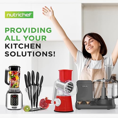 Miniatura 7 de Nutrichef Rallador y triturador de queso 3 en 1  Base de succión fuerte, mango giratorio con bloqueo de seguridad  Incluye cepillo de limpieza,