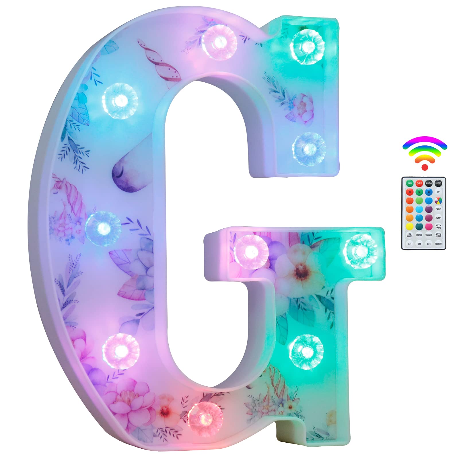 Unicorn LED Light Up Letters, 18 Color Changing Diamond Alphabet Sign Unicorn Gifts for Girls Women Party Birthday Decorations Remote Night Light Christmas Valentine Wall Table Decor - A — view 34