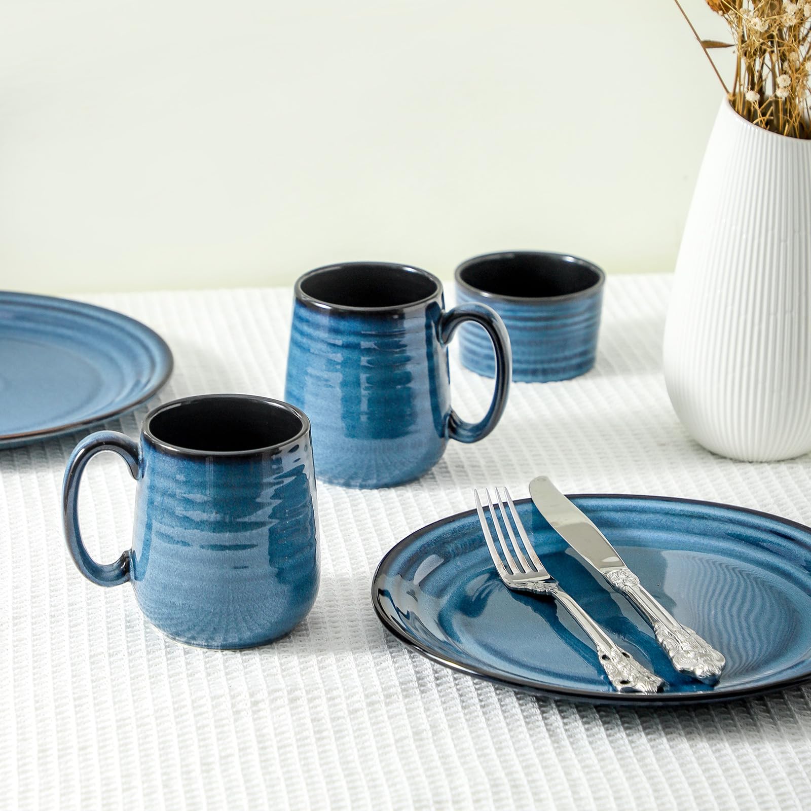 Juego de 4 tazas de café de cerámica de 15 onzas con asa grande, tazas de té grandes para bebidas calientes, yogur, capuchino, café con leche, regalo para mamá y papá, aptas para lavavajillas