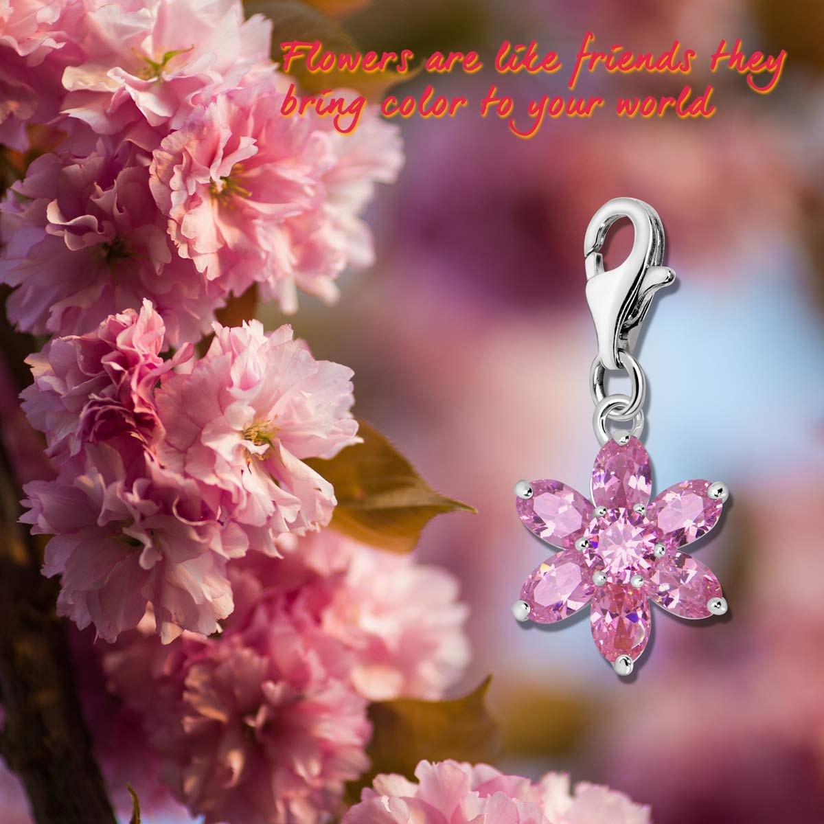 Quiges Charm Cierre Argent 925 Flores Cristal Piedras Nacimiento Pulseras