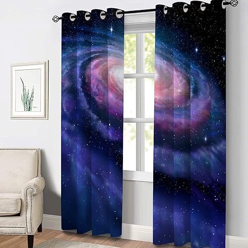 Miniatura 2 de Aimego Cortinas opacas de galaxia, espacio exterior, universo, nebulosa, cielo estrellado, planeta solar, decoración para niños, adolescentes,