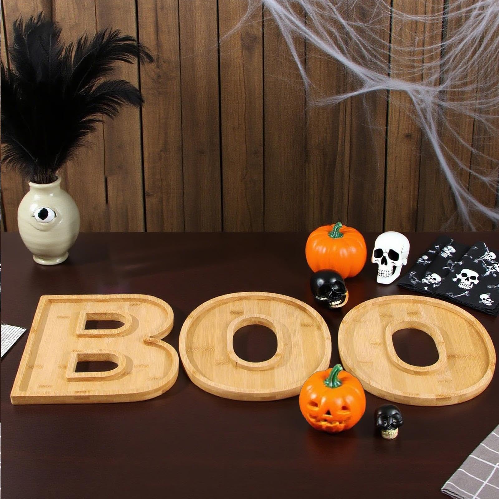 Taca do serwowania na Halloween, dekoracja na Halloween, deski do wędlin, zestaw tacek na żywność, na jesień, dom wiejski, wakacje, do wewnątrz, na stół kuchenny, kominek