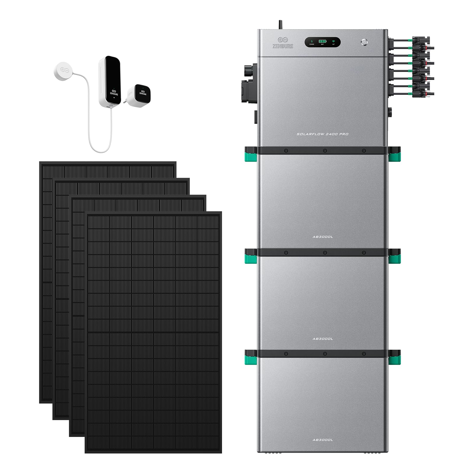 Zendure SolarFlow 2400 Pro+1 D0-Zähler+3 AB3000L Akkus+4 515W Solarpanels