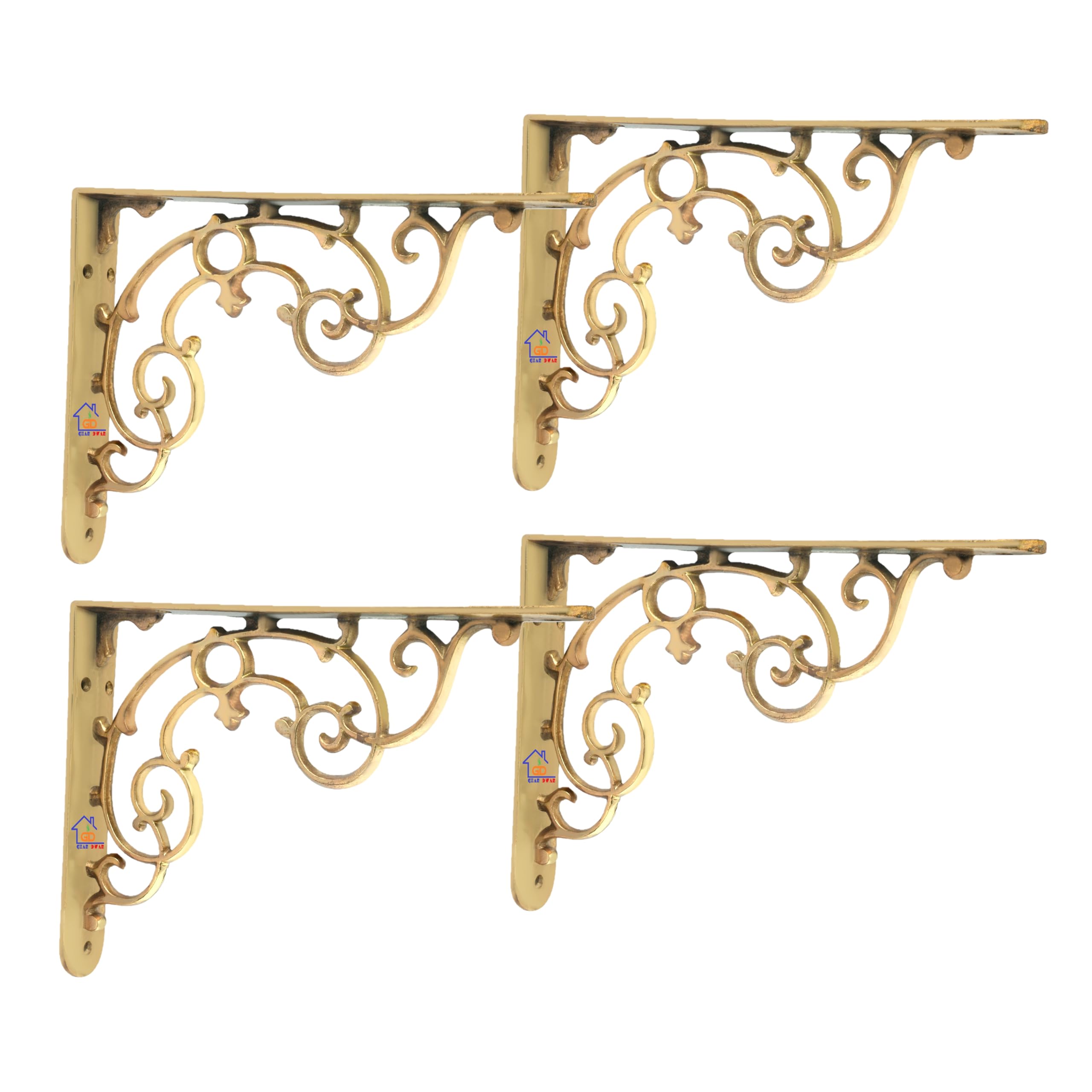 Metal Handcrafted Shelf Bracket for Floating Shelves L Angle Decorative Corner L Shaped Brace Joint Heavy Duty Wall Mounted Shelf Supporter Corner Brace Holder (Pack of 4, Brass Antique) — Amazon image 9