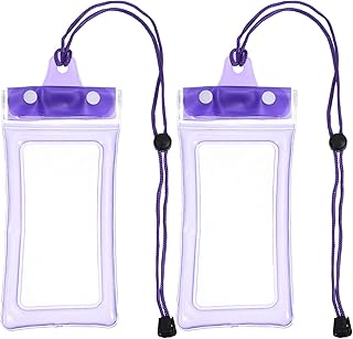 PATIKIL Waterproof Mobile Phone Pouch, 2 Pack Universal Underwater Phone Case Bag Floating Protection Cover Bags for Beach Diving, Purple