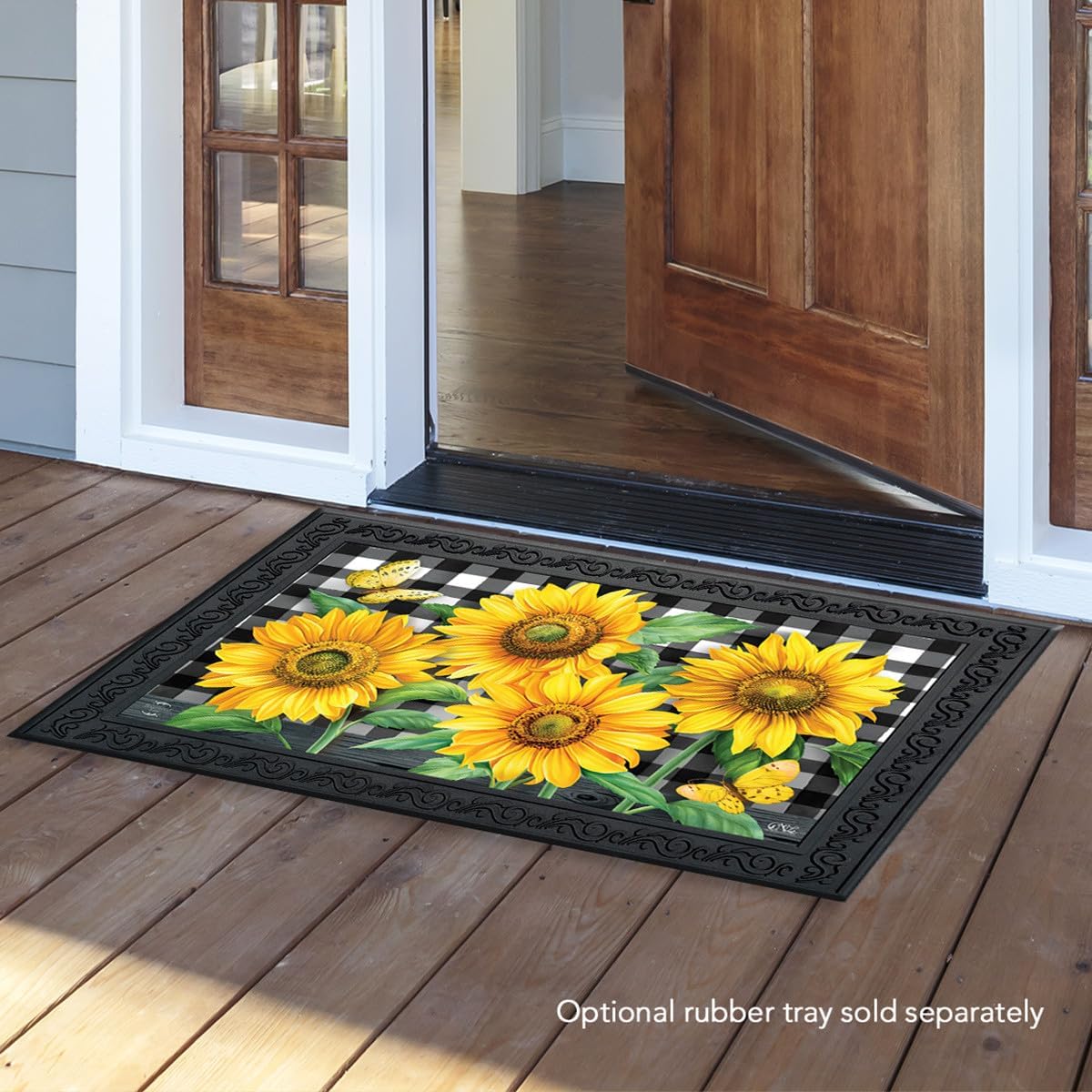 Briarwood Lane Checkered Sunflowers Summer Doormat