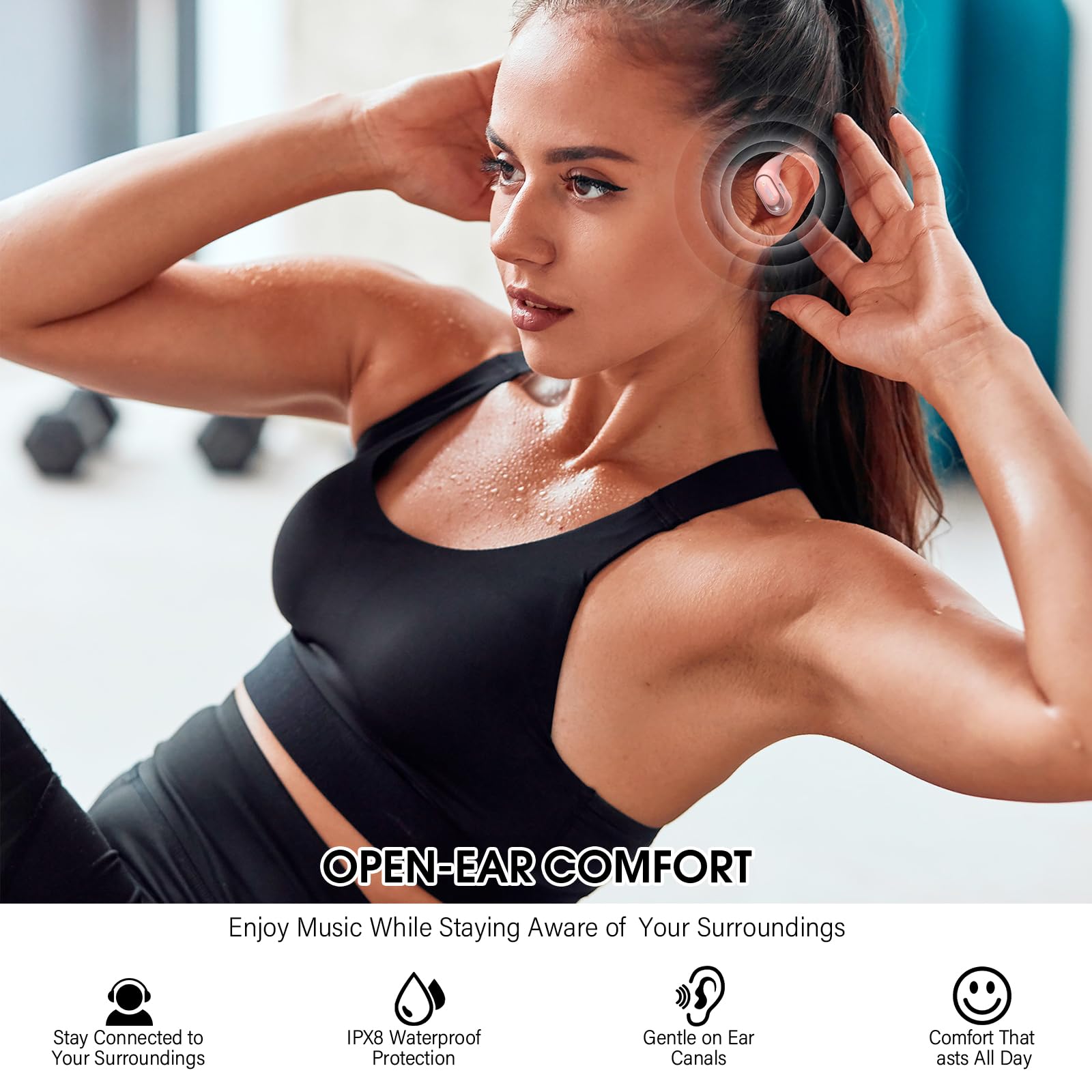Auriculares Traductor en Tiempo Real 164 Idiomas Traductor Instantaneo de Voz, Auriculares Open-Ear Smart Ambiental, 9 Modos traducción AI, 4-en-1 Cascos Traductores, Música/Llamada/Traducción/Deporte