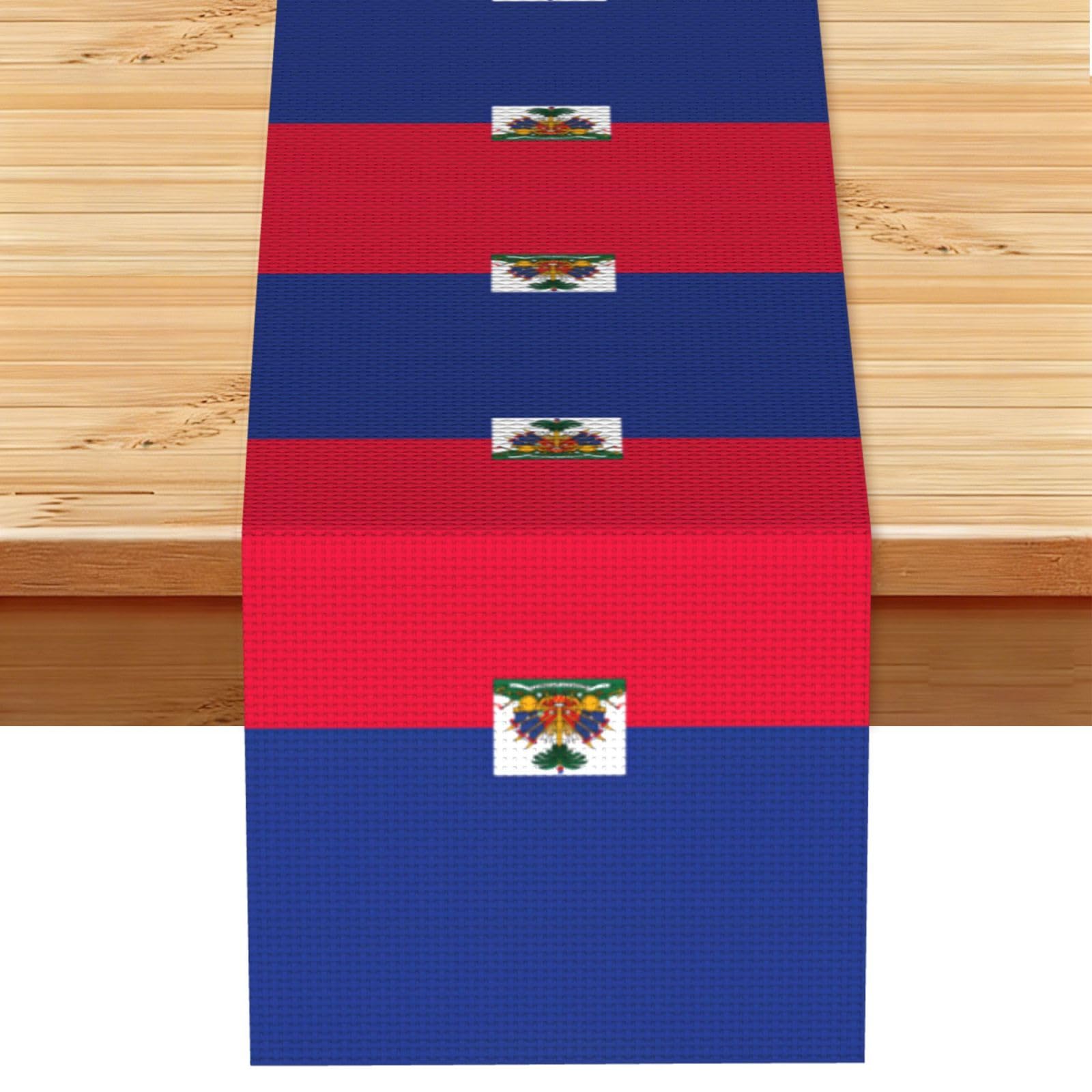 Hgiuydrd Haitian Flag Print Table Runner World Cup-Themed Dining Table Decor For Coffee Dining Table And More
