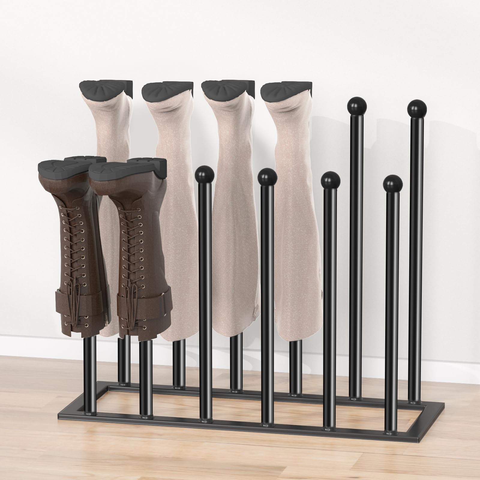 PEKGRIL Free Standing Shoe Racks, Heavy Duty Boot Rack Organizer, Boot Racks Storage for Tall Boots, Black Shoe Organizer for Dorm Rooms, Entryways, Bedrooms, Patios, Hallways | Holds up to 6 Pairs