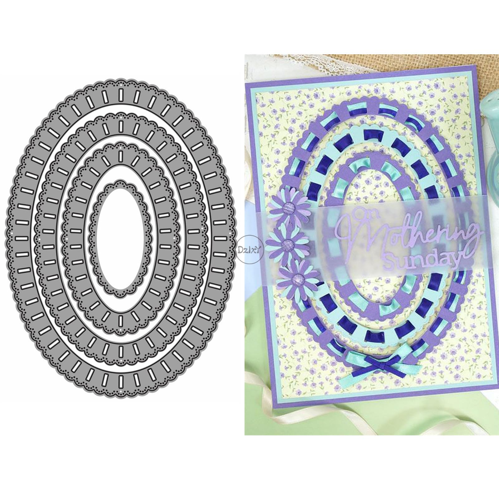 DzIxY Oval Lace Metal Cutting Dies for Card Making Kit Embossing Paper Die Cuts Set Scrapbook Stencils Supplies Machine Templates