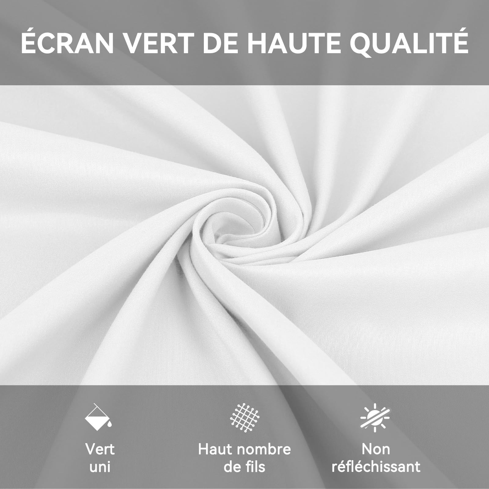 Heysily Toile de Fond Blanc Photo 3x3m - Toile Blanche Backdrop Lavable pour Anniversaire, Studio Photo, Streaming, Youtube et Production Vidéo, Portable & Pliable Backdrop avec 4 Pinces