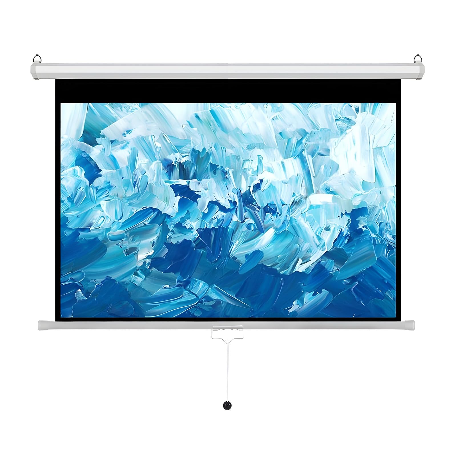 XOBRJQZ Manual Pull-Down Retractable Projector Screen 16:9 HD Projection Screen, Portable Roll Down Ceiling Projector Screen for Home Theater, Cinema, Office(60 inch)
