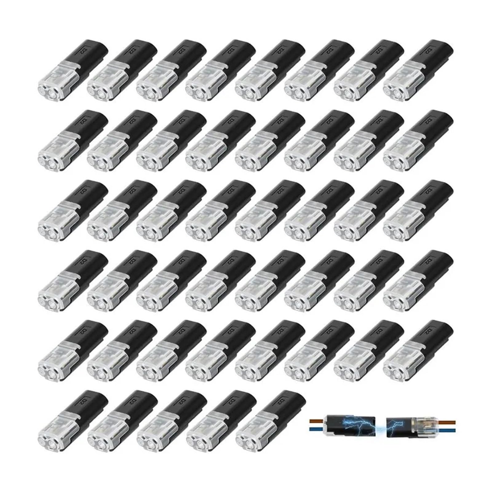 Shungong 50pcs Low Voltage 2-Pin Wire Plug-in Connectors with Locking Buckles for LED Strip Lights and Electrical Cables