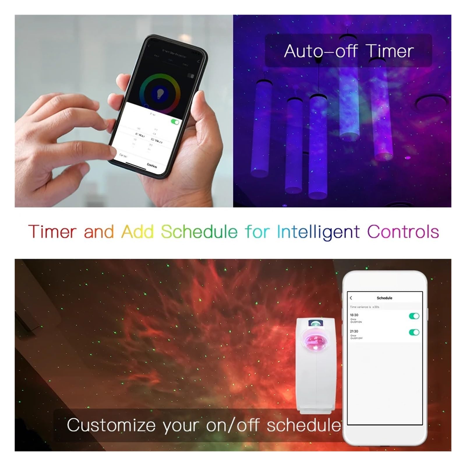 WiFi Tuya Smart Star Projector Galaxy Laser Starry Sky Falująca Lampka Nocna Kolorowa Aplikacja Bezprzewodowe Sterowanie Przezroczysty Obrazowanie