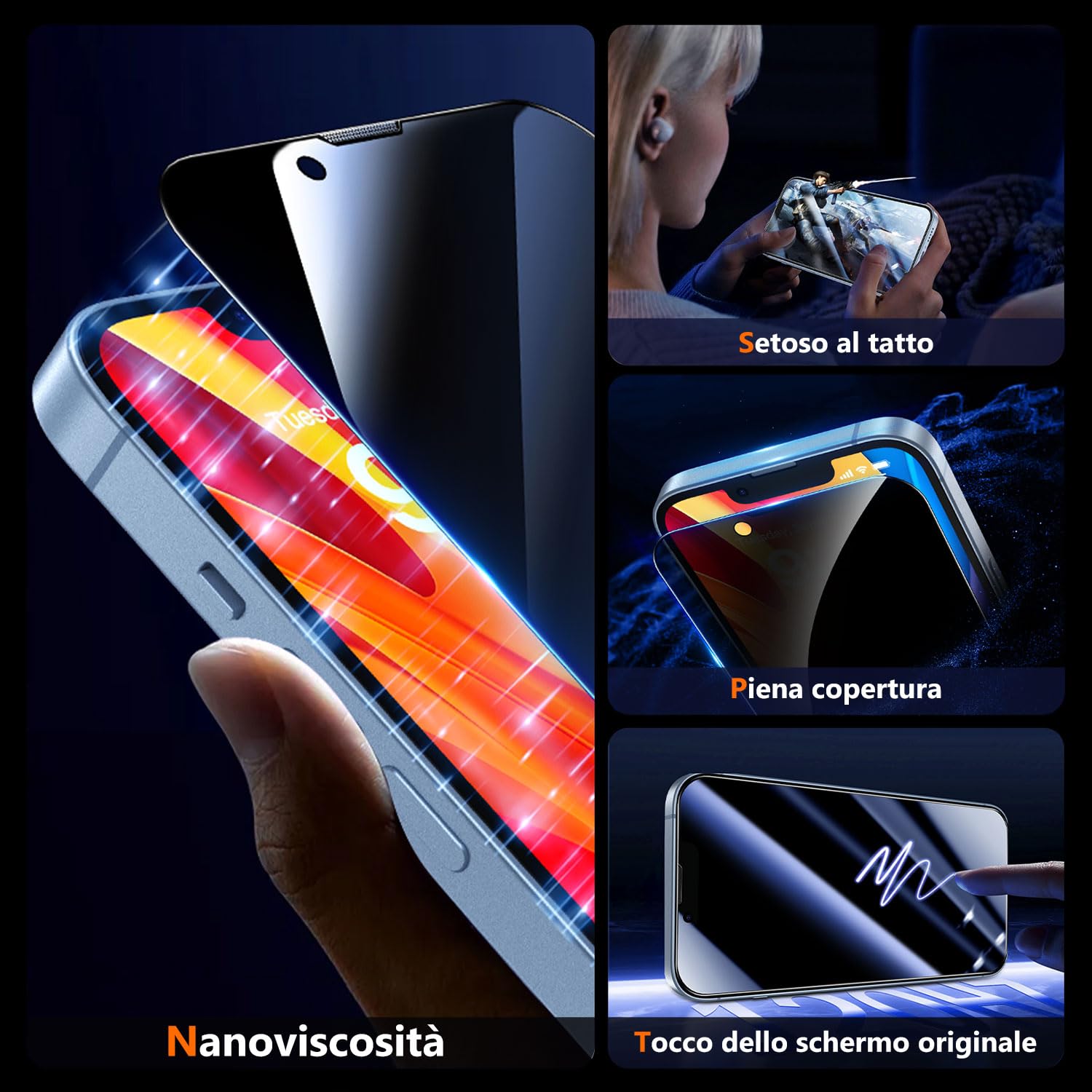 IPhone 16 Protezione Privacy Schermo In Vetro Temperato - Foto 4