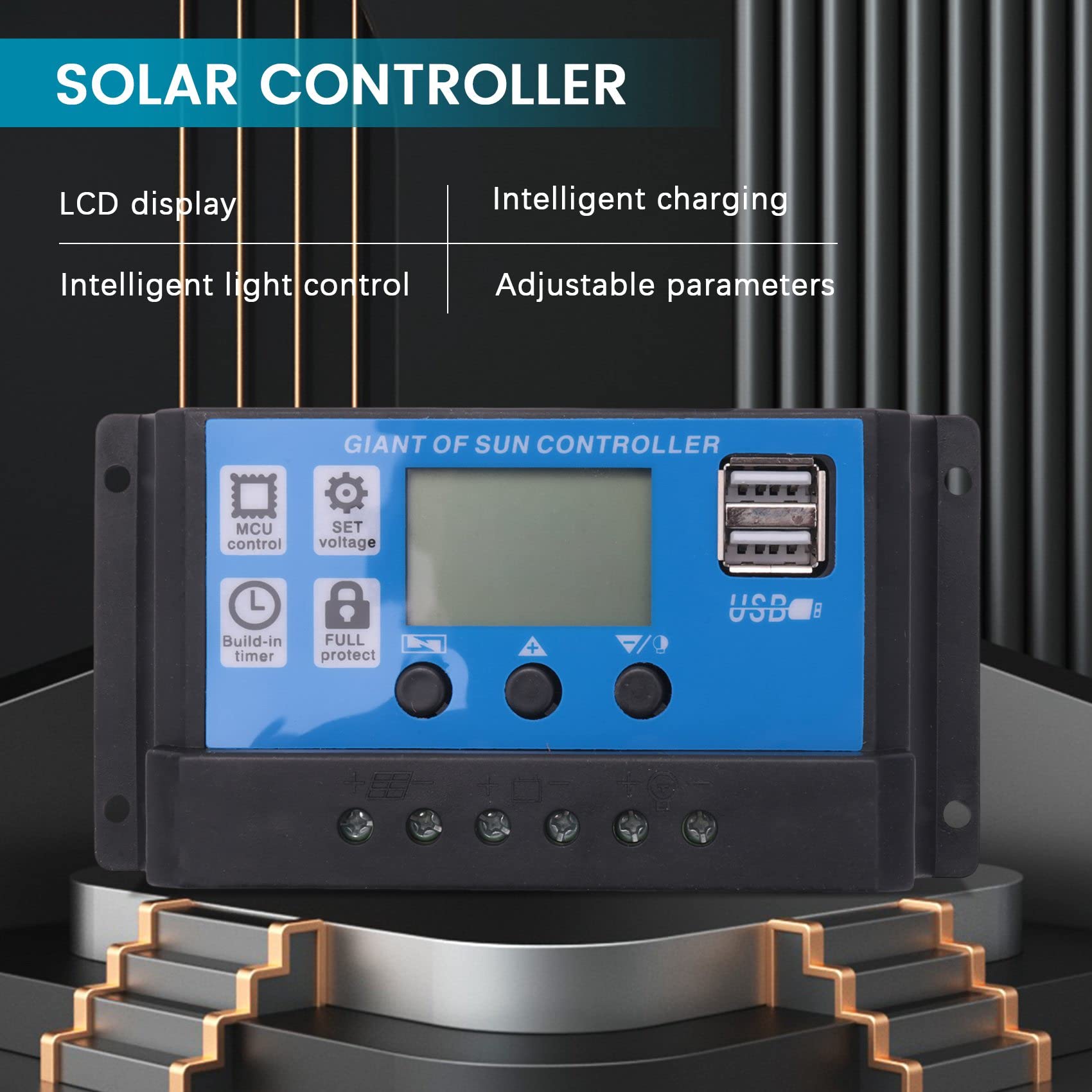 Barabesty Caricabatteria da Pannello Solare da 30W 12V + Controller 40A per, Barca, Casa,
