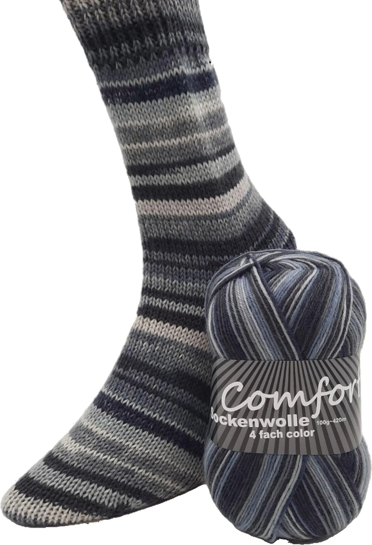 Sockenwolle Strumpfwolle Comfort Color 4-fädig - Farbset 6x100gr - 420m Lauflänge/100gr- mehrfarbiger bunter Farbverlauf Set 07