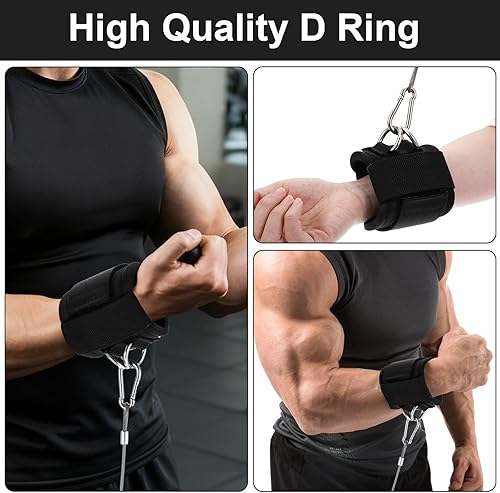 Miniatura 4 de Correas de elevación con anillos en D, puños de elevación, correas antideslizantes y ajustables para gimnasio, correa de muñeca para hombres y