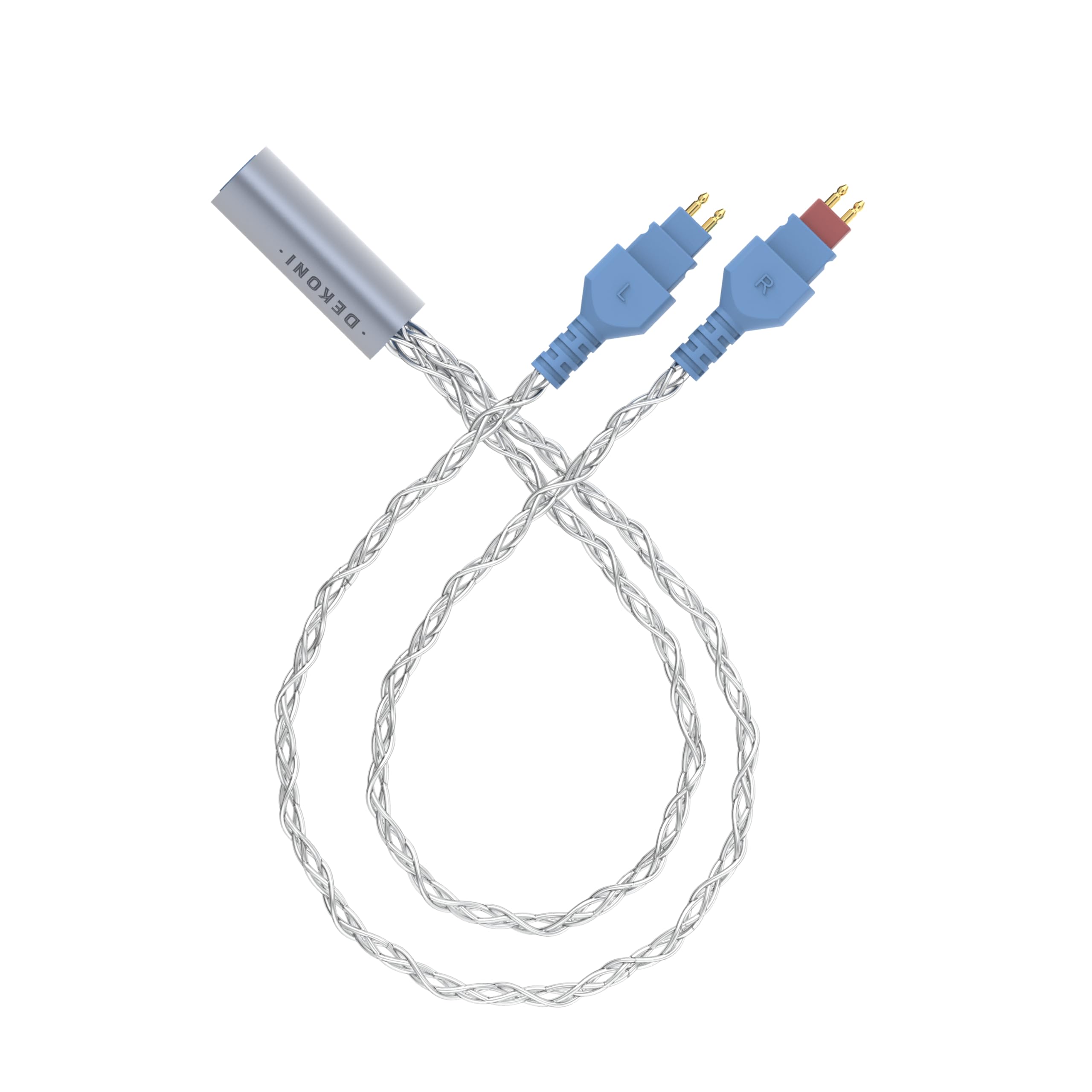 Dekoni Audio Sistema de cable modular Oversplit | Cable de repuesto para auriculares con cubierta trenzada de nailon azul o plata | Compatible con TS, Mini XLR y HD600 de 3,5 mm (HD600 de 2 pines