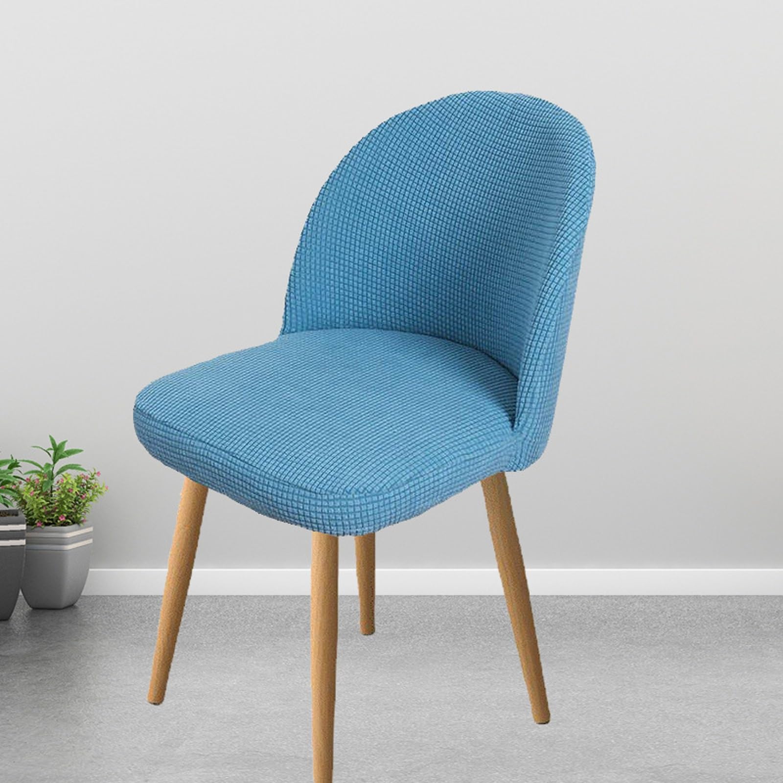 Housses de chaise dossier rond bleu gris imperméables pour cuisine et salon - Lot de 4