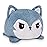 TeeTurtle - The Original Reversible Wolf Plushie - Fuzzy Gray - Cute Sensory Fidget Stuffed Animals That Show Your Mood 4 inch