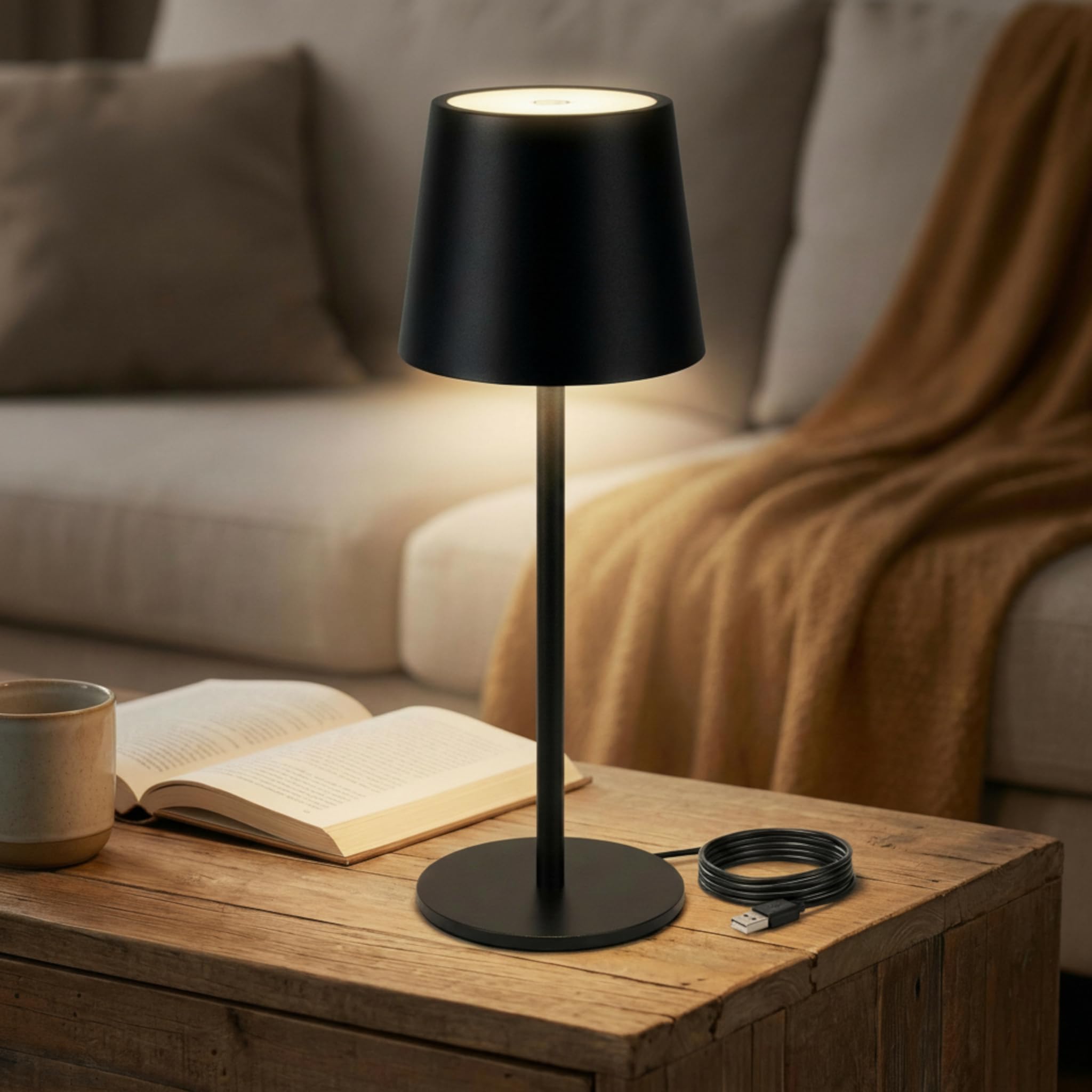MIJOMA LED Akku-Tischlampe mit Sternenhimmel-Schirm – dimmba