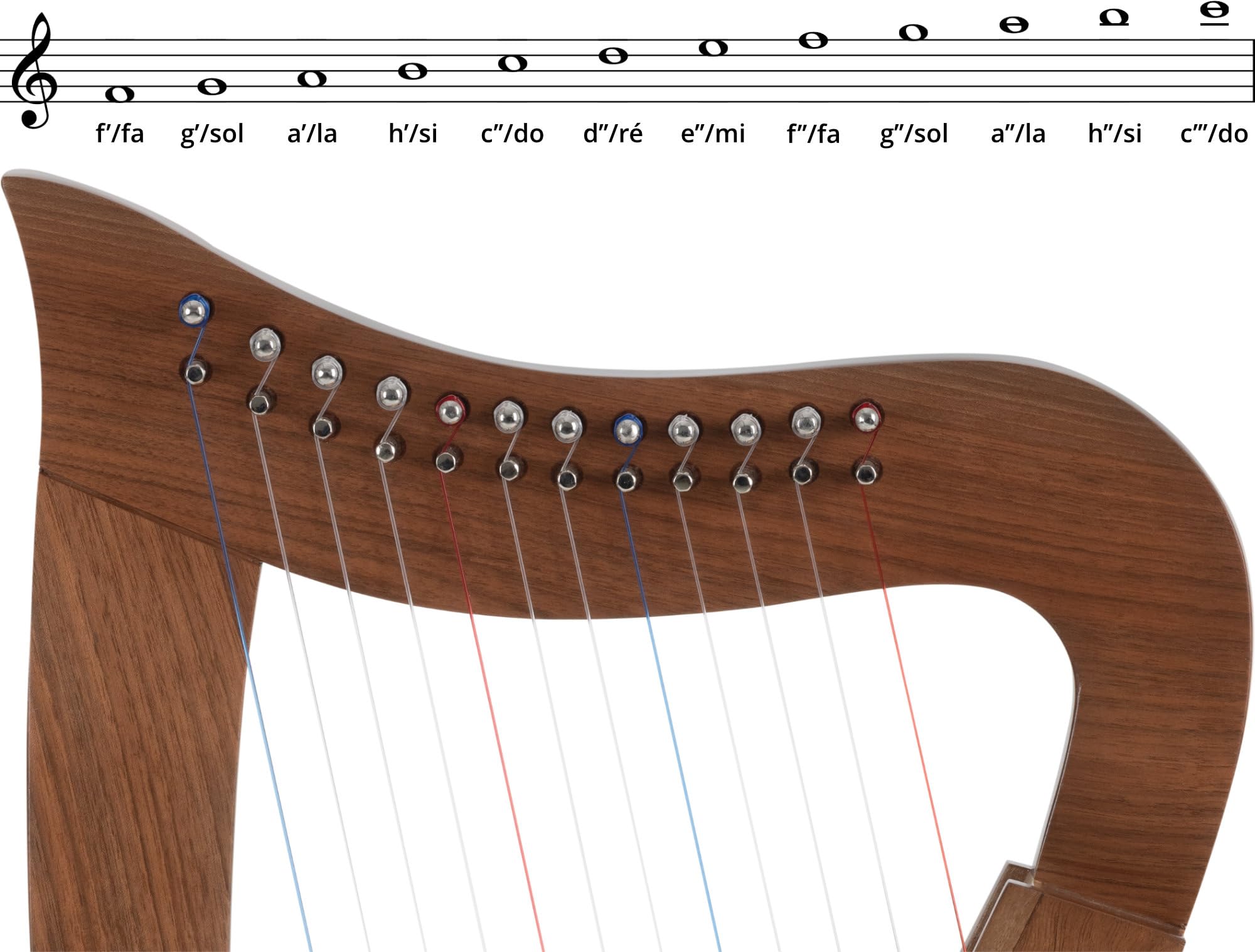 Classic Cantabile Arpa Celtica - Arpa Celtica Compatta in Legno di Noce - 12 Corde - Accordata in Do Maggiore - Inclusa Borsa e 2 Chiavi di Accordatura - Altezza: 51 cm