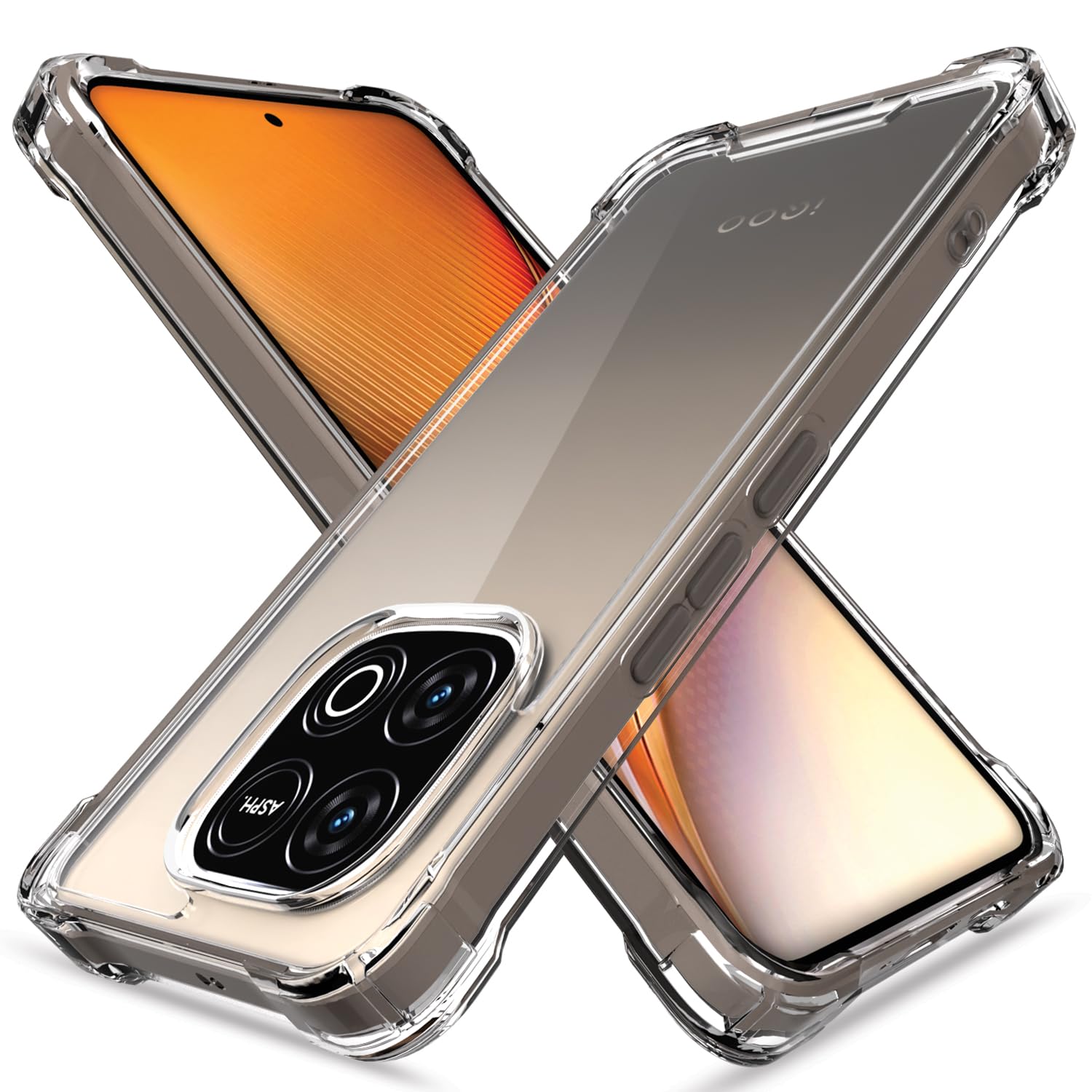 Amazon Basics Back Cover for Vivo iQOO Neo 10 5G / Vivo Y300 GT 5G PC + TPU Clear Transparent Raised Edges Shockproof Protective Phone Bumper Case(Transparent)