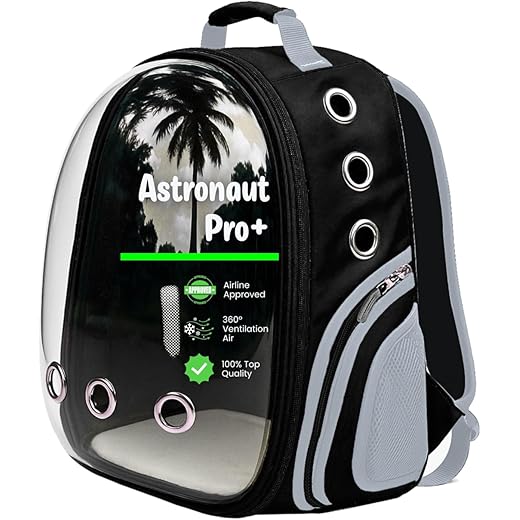 Buraq Astronaut Pro Pet Carrier Backpack (41L x 32W x 26H cm) – Transparent Bubble Capsule Design, Airline-Approved, Breathable & Ventilated Travel Bag for Cats