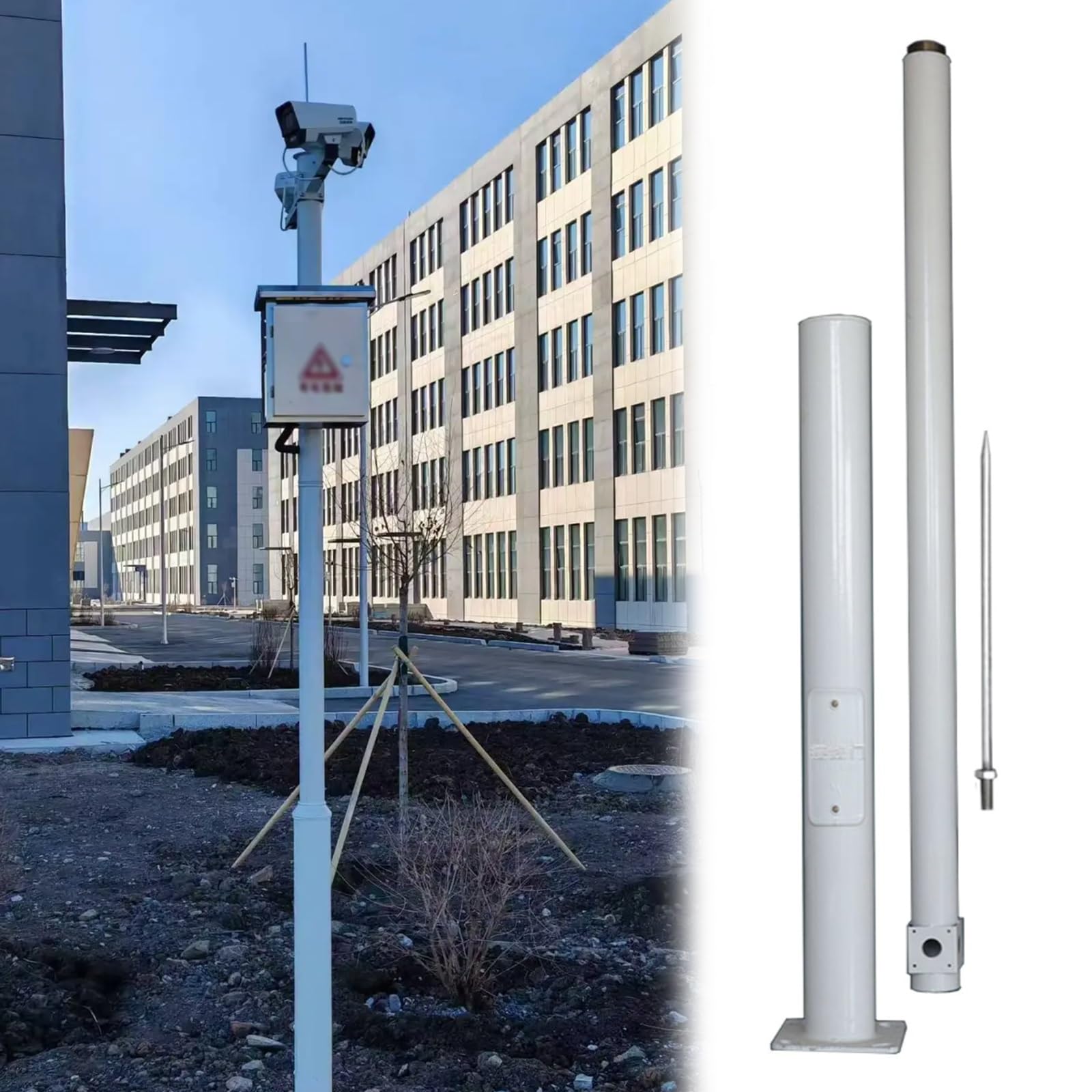 Wytrzymały słupek mocujący do kamery monitorującej, odłączany metalowy słupek o długości 3,5 m, idealny do obszarów mieszkalnych, parków przemysłowych i szkół - odporność