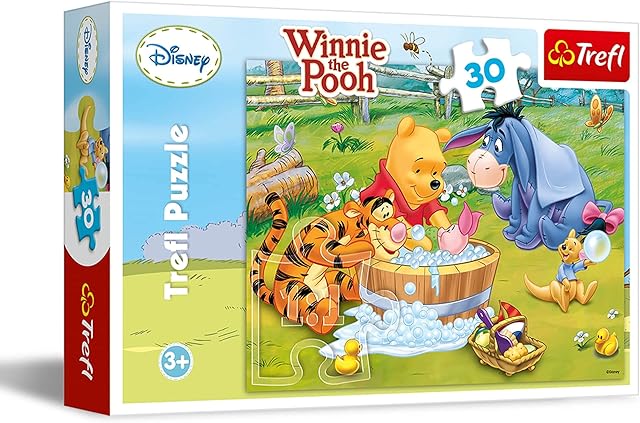 Trefl Kąpiel Prosiaczka Puzzle 30 Elementów Kubuś Puchatek o Wysokiej Jakości Nadruku dla Dzieci od 3 lat
