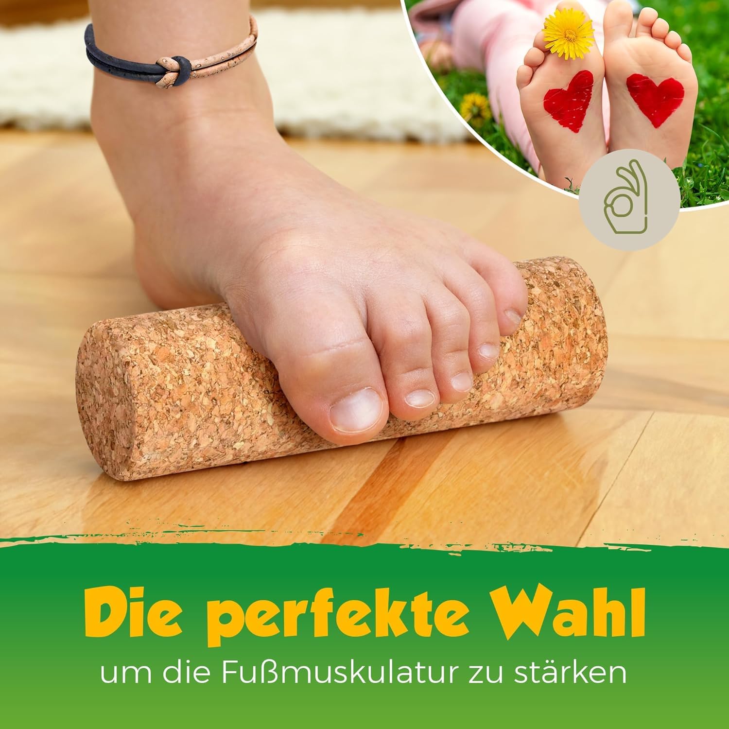 5-teiliges Massage-Set aus Kork | Faszien- und Massagetools aus Presskork | Duoball, Fußrolle, Faszienball & Triggertools | robust & langlebig | Made in Portugal