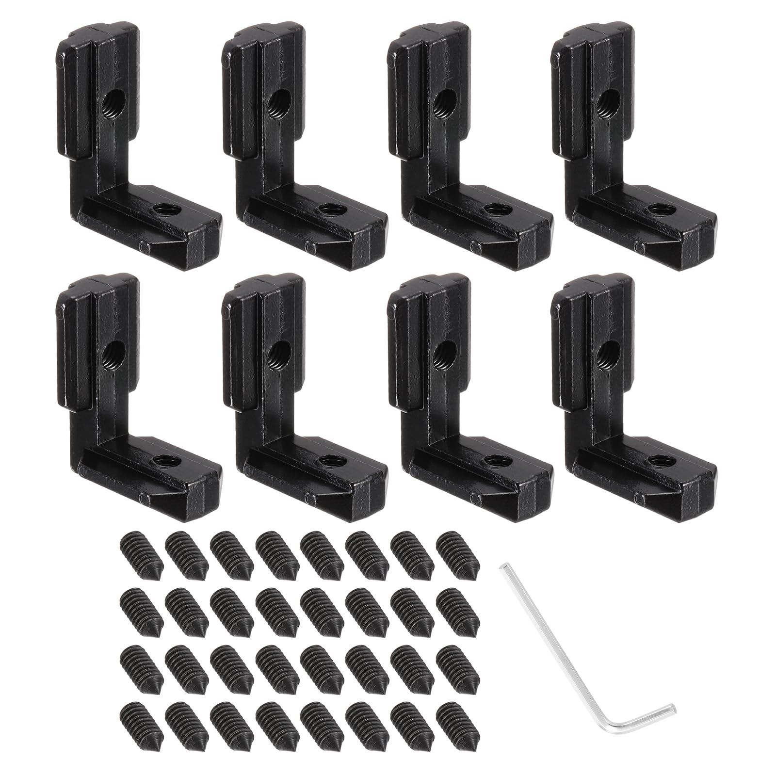 PATIKIL 4040 Series Aluminum Extrusion Connector Bracket,4Pcs L-Shape Inside Corner Connector Bracket Joint with Screw/Wrench for 8mm T/V Slot Rail Profiles Accessories