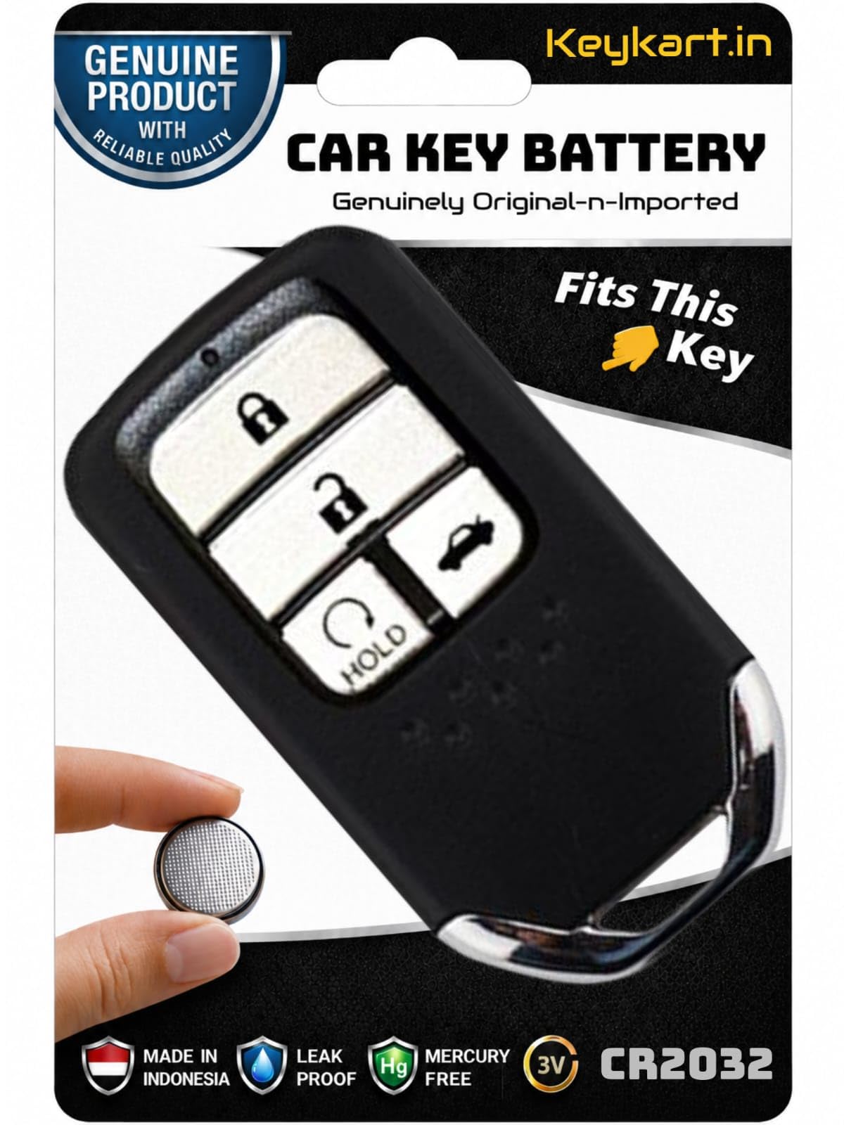 3V Lithium Coin Battery Cell - Honda Car Remote Key Battery I KEYFOB I Smart Key Battery, Original-n-Genuine Automotive Series I*CR2032/1/HON/006* (Pack for 1 Key)-image-3