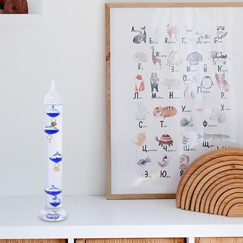 Miniatura 7 de SHOP LC DELIVERING JOY Galileo Termómetro de temperatura interior y exterior con bolas flotantes azules en un tubo de vidrio, predictor