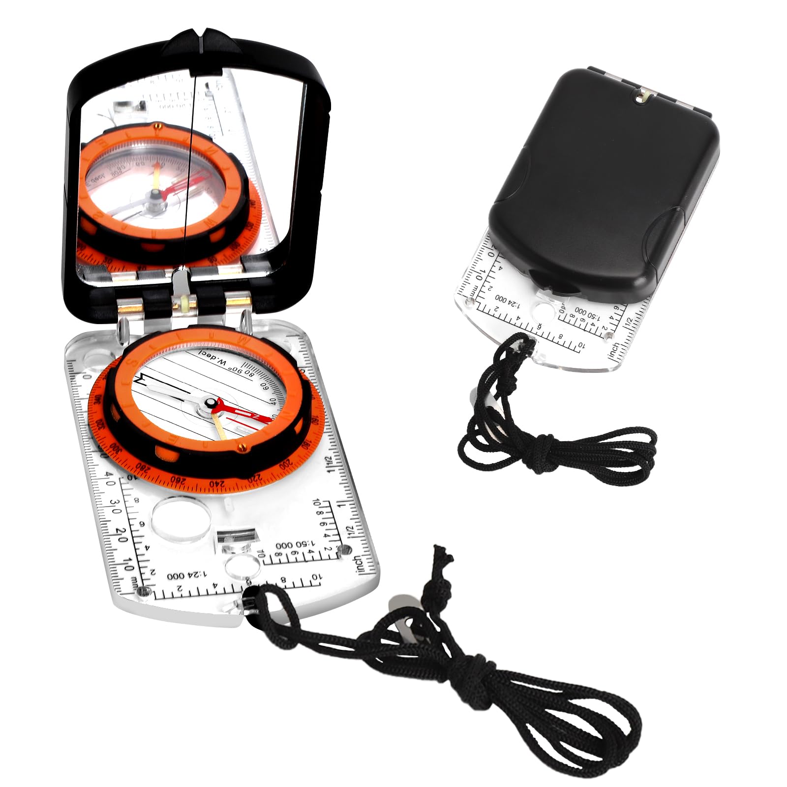 Boussole Professionnelle d'extérieur pour Enfants avec Miroir de Vision, échelle : 1:50k, 1:24k (mm), Conception étanche, Boussole graduée pour Camping, randonnée, Navigation