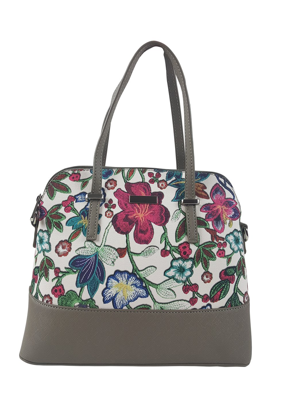 Floral Print PU Leather Fashion Handbag with Zipper, Pockets and Shoulder Strap for Women and Girls