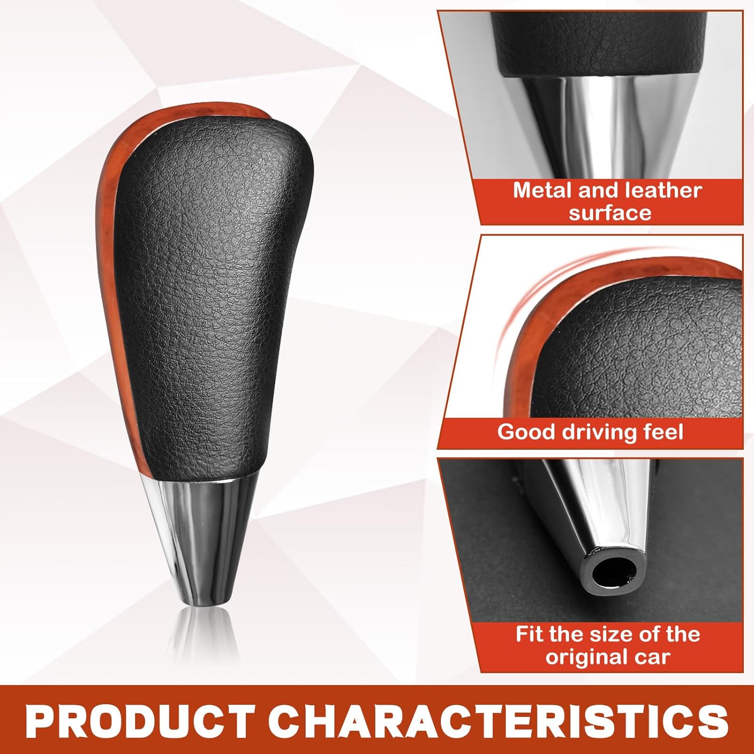 Gear Shift Knob Compatible with Toyota Land Cruiser 4Runner Sequoia Tundra Lexus LX470 LS400/430 RX330/350/400h Shifter Knob Handle Black Leather Walnut