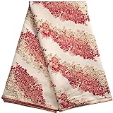 KAJURUI African Lace Fabric 5 Yards, Gold Stamping Floral Embroidery Lace Fabric for Daily/Party/Wedding Sewing