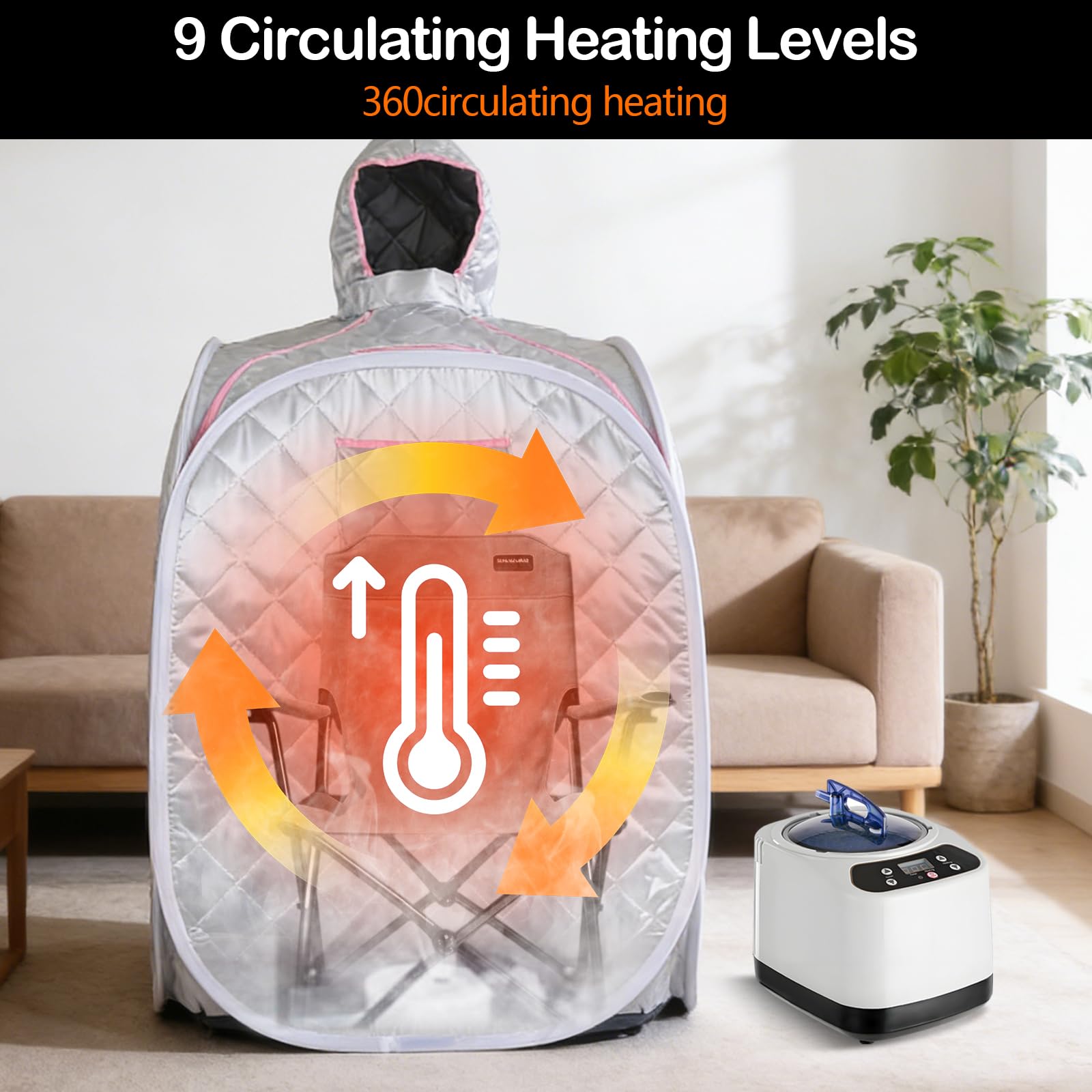 Vaporizador Portátil para Sauna, 1200W Generador de Vapor para Sauna con Mando a Distancia, 3L Generador de Vapor Hogar de Acero Inoxidable, Máquina de Fumigación para Ducha, Baño, Spa