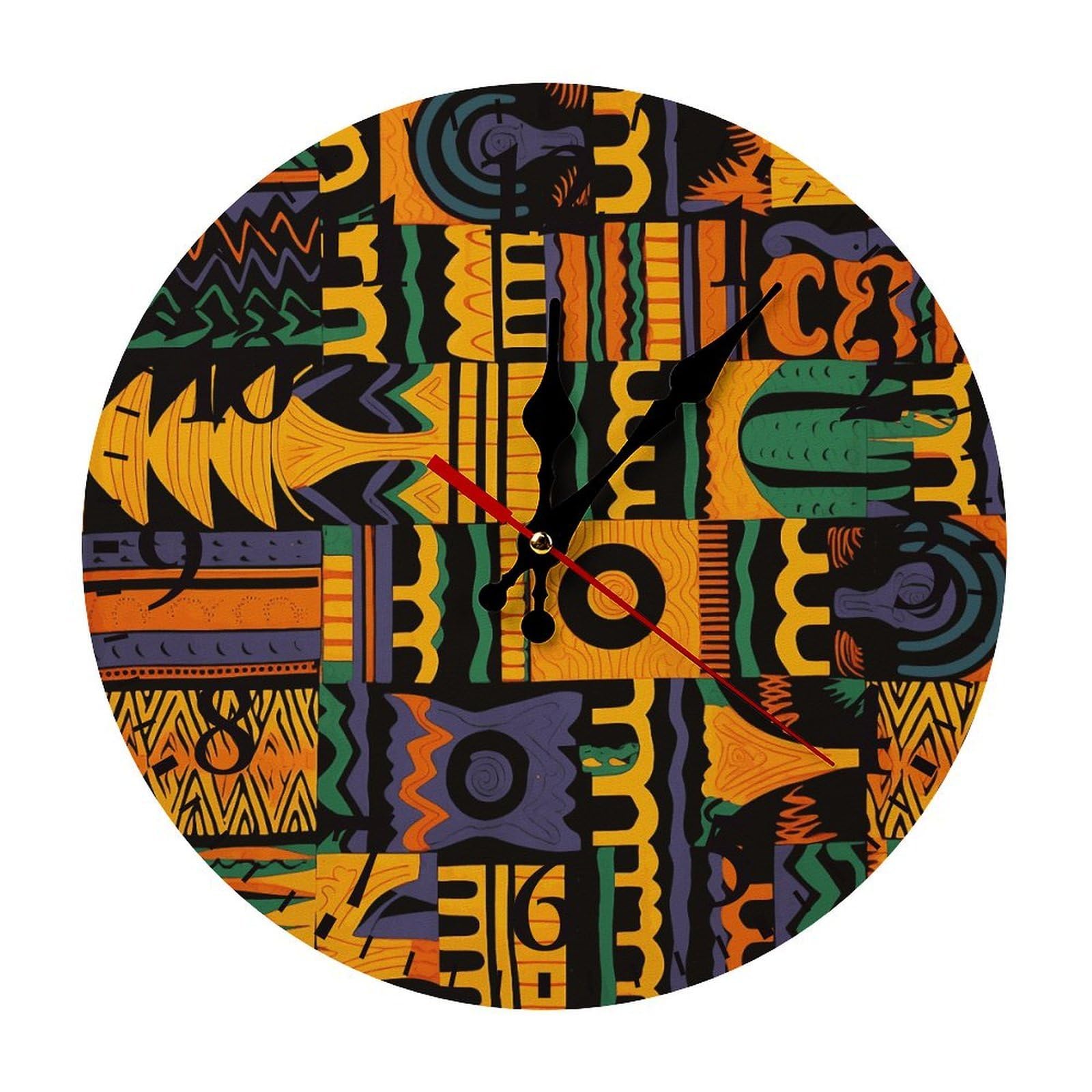 Horloge murale ethnique au design africain soigné avec grands chiffres