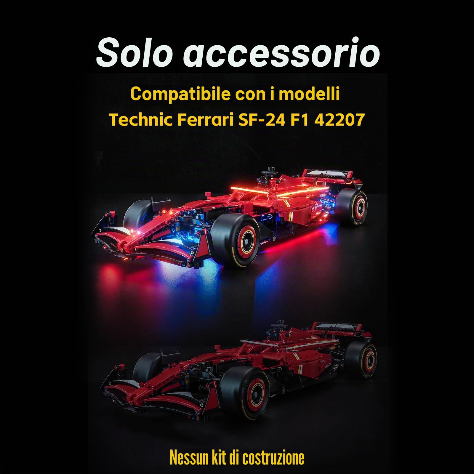 Set di luci a LED compatibile con Lego Ferrari SF-24 F1 Car 42207, set di illuminazione decorativa creativo