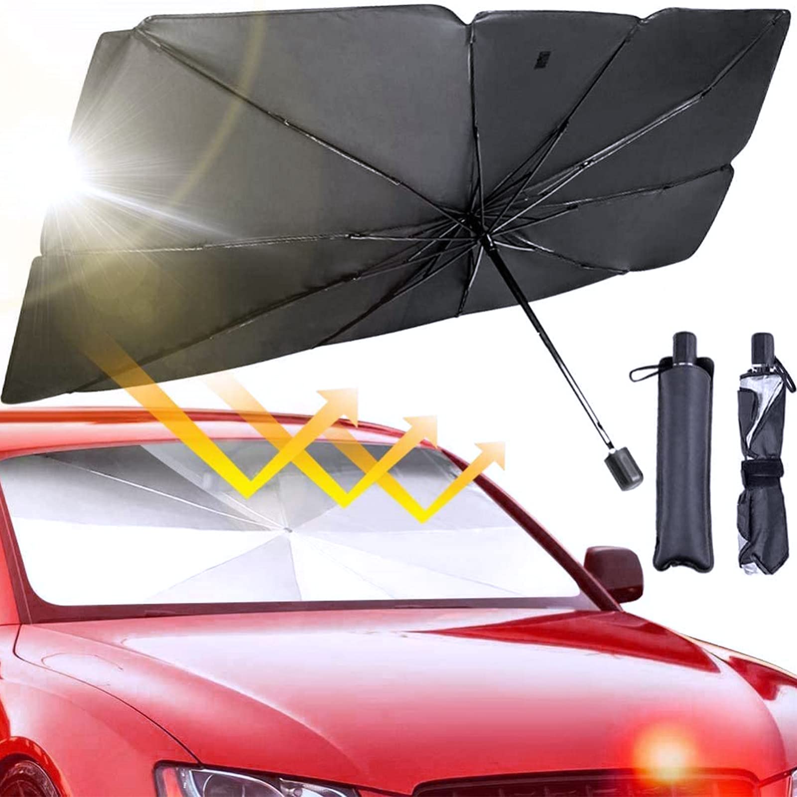 Auto Windschutzscheiben Sonnenschutz UV Strahlen und Wärmedämmung Visierschutz Faltbarer Reflektor Regenschirm Sonnenschutz für Auto Frontschattierung