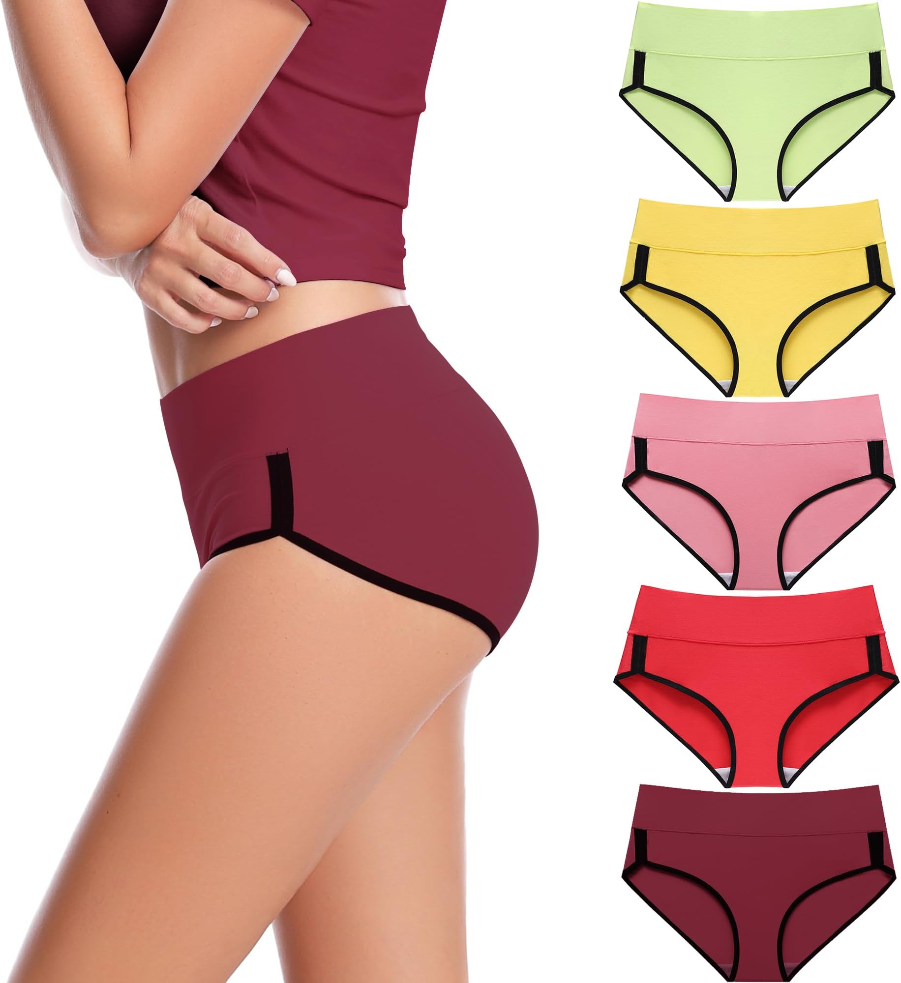 CAILECOTTON Womens Underwear Cotton Briefs for Women Plus Size Panties for Women Pack 2/5