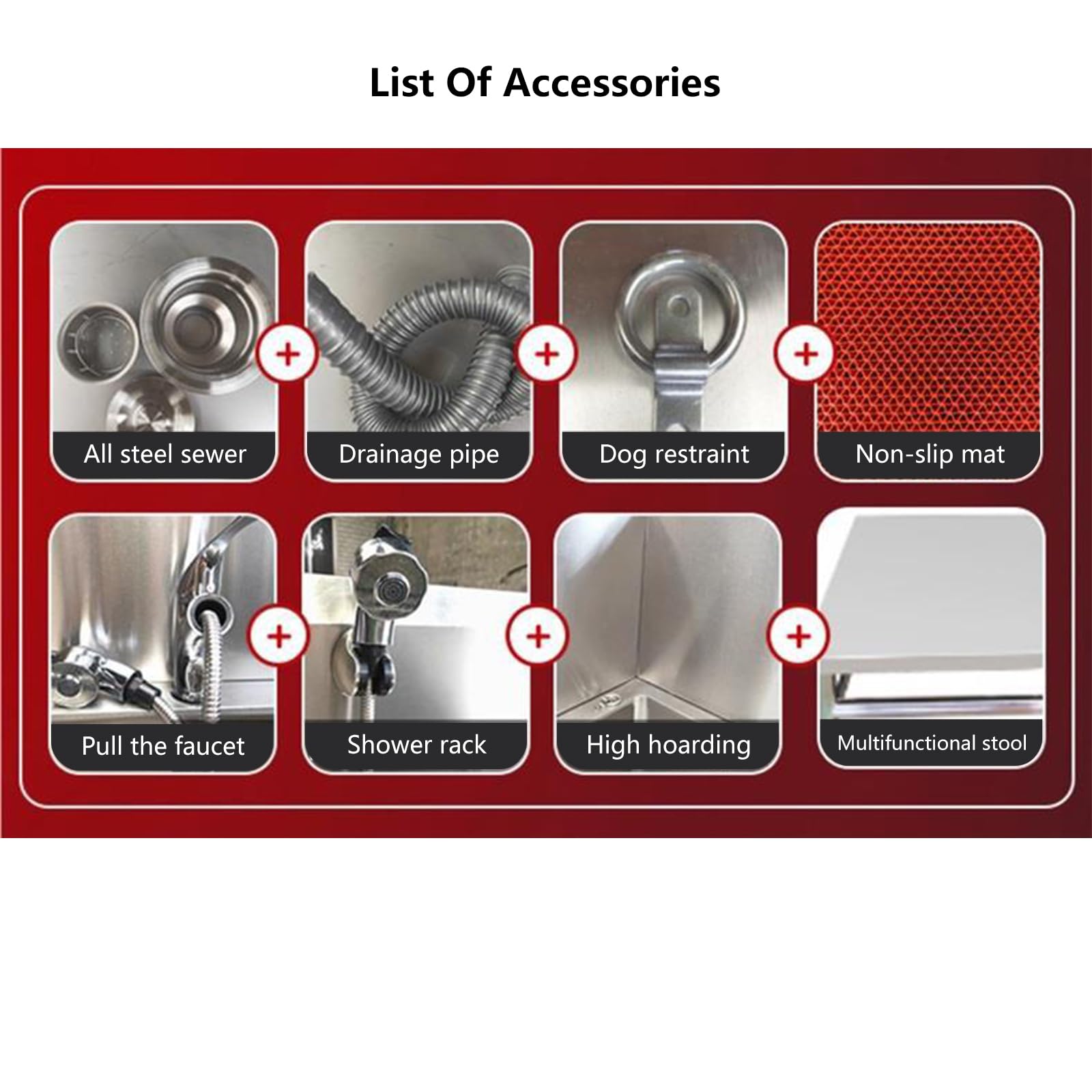 Vasca Per Cani In Acciaio Inox - Professionale Da 120cm Con Rubinetto E Scala