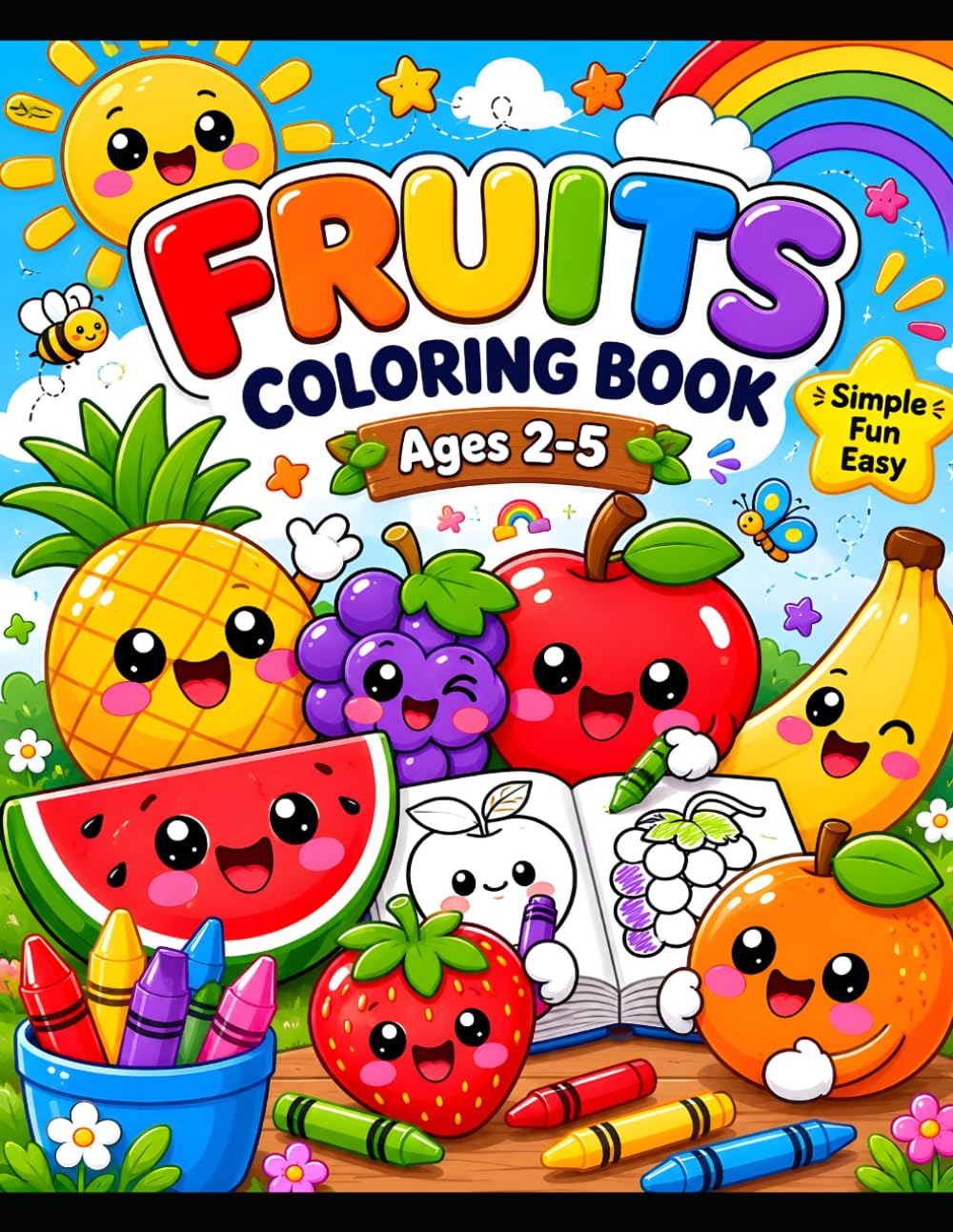 My First Fruits Coloring Book for Kids Ages 2-5: Fun and Easy Fruit Coloring Pages for Toddlers and Preschool Kids | Cute Big Illustrations with Simple Designs for Early Learning