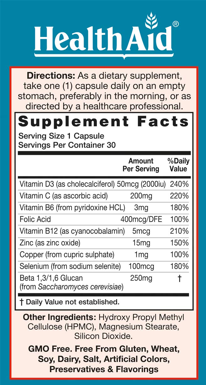 HEALTHAID beta glucan complex 30vcap tabletki do codziennego stosowania
