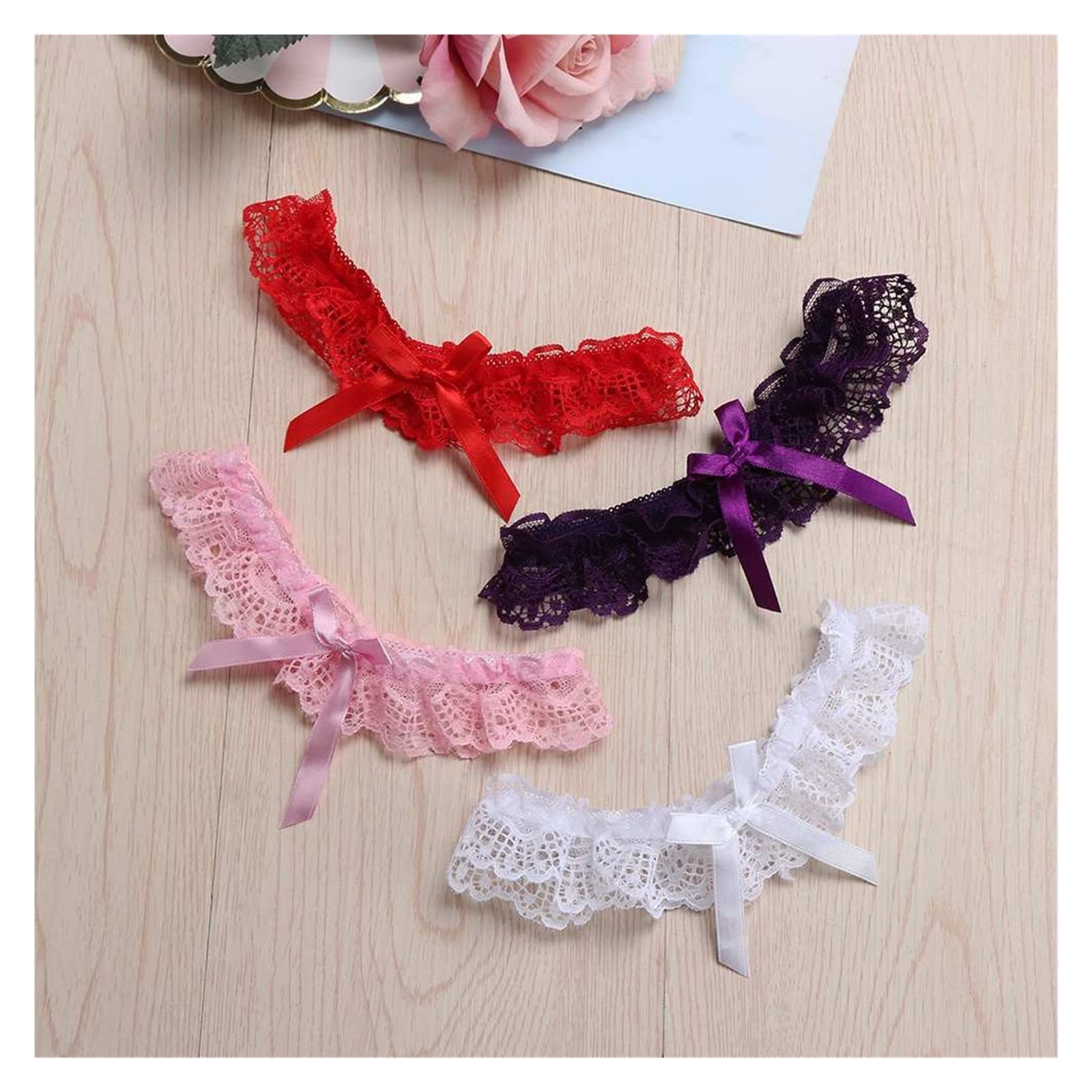 2 sztuk/zestaw damski panna młoda pas koronkowy Bowknot bielizna blokada nóg zestaw pas do pończoch koronkowy pas do pończoch (kolor: czarny, rozmiar: 33-60 CM) (czerwony 33)