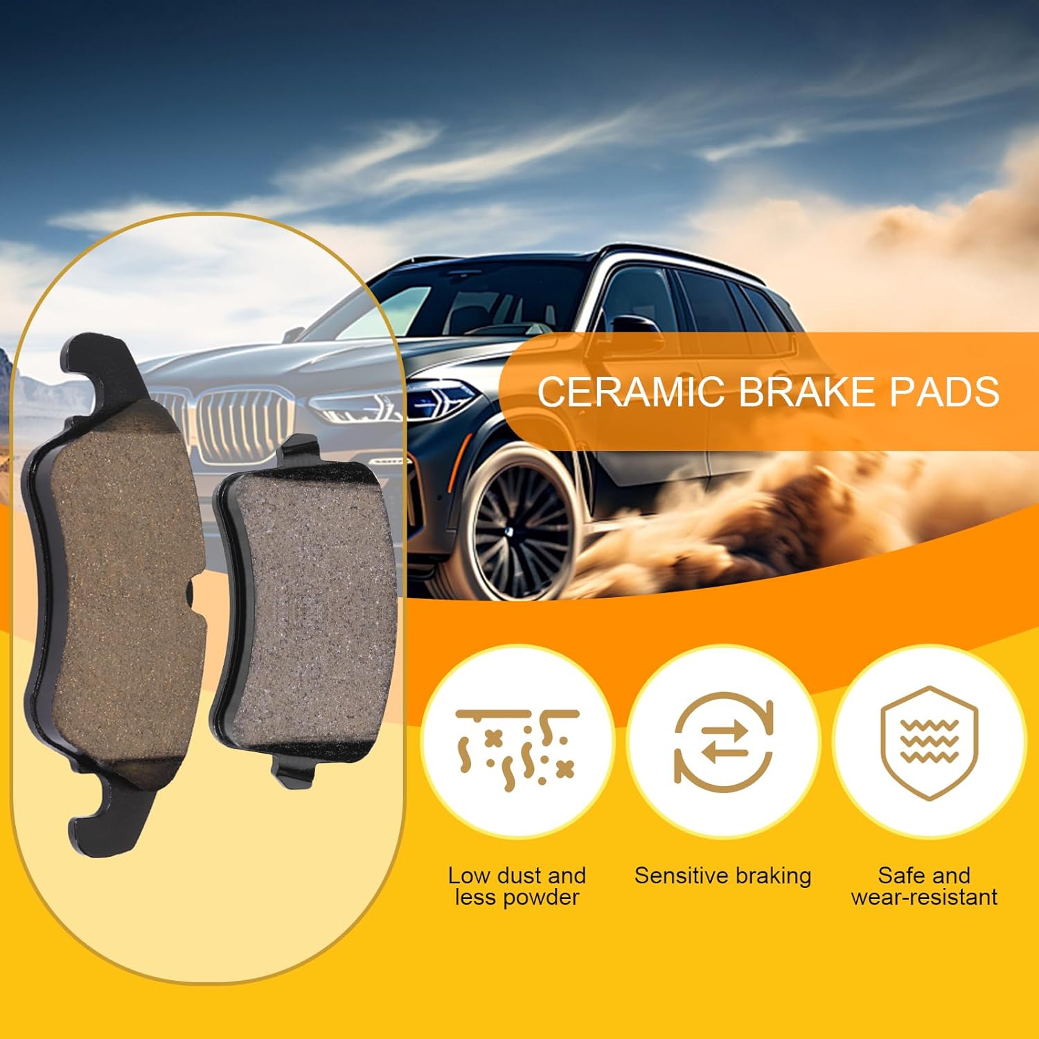 Front Rear Ceramic Brake Pads Kit Replacement Compatible with Audi Q5 A4 Quattro A5 allroad S5 KTC-100138